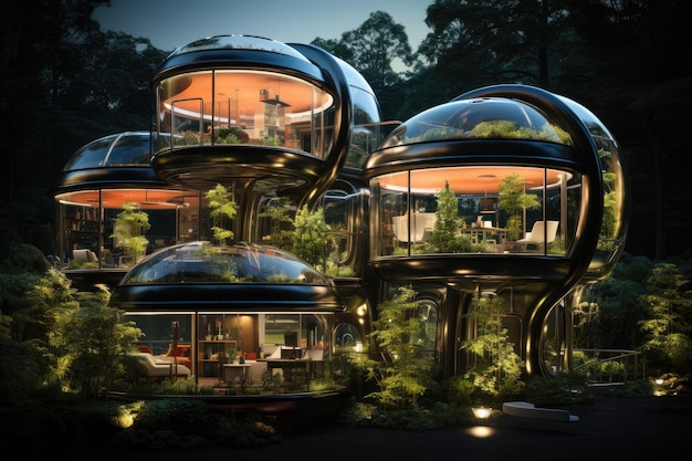 Futuristic residence with automation and elegant design generative IA