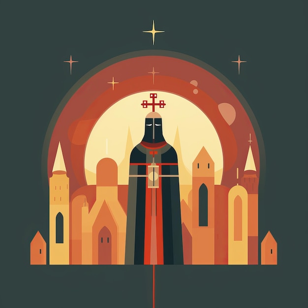 Futuristic Retro Medieval Art With Byzantinestyle Iconography