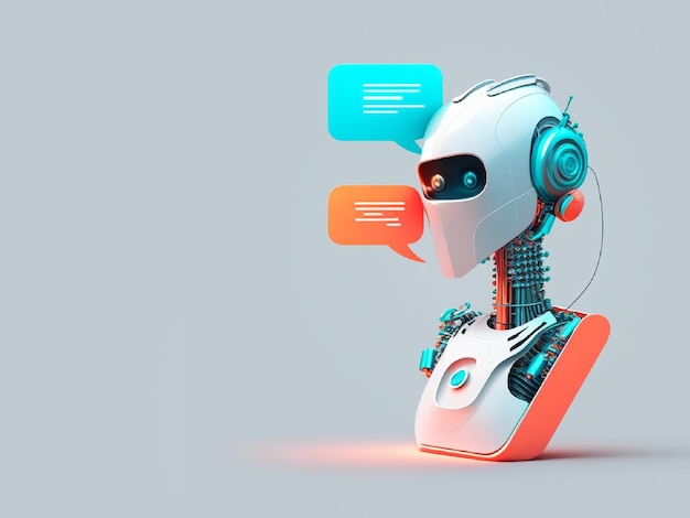 Futuristic robot with AI Concept of chatbot with artificial intelligence or machine learning