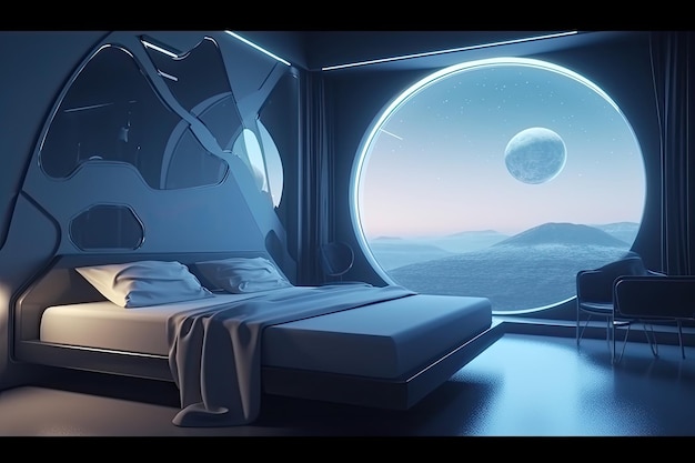 Futuristic room interior minimalism style Generative AI