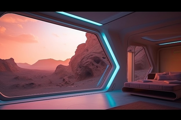 Futuristic room interior minimalism style Generative AI