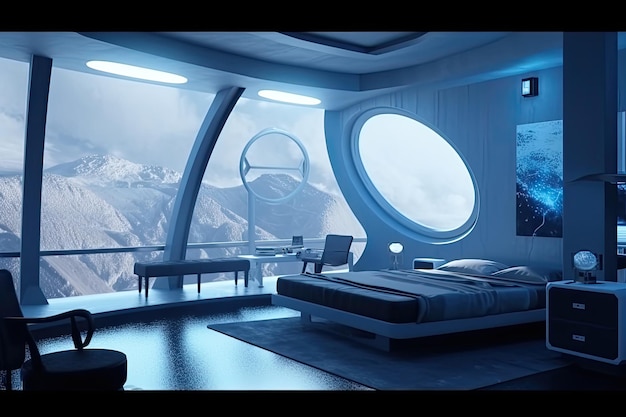 Futuristic room interior minimalism style Generative AI