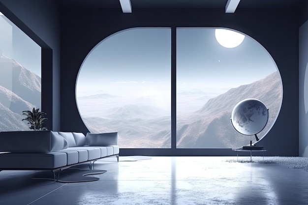 Futuristic room interior minimalism style Generative AI