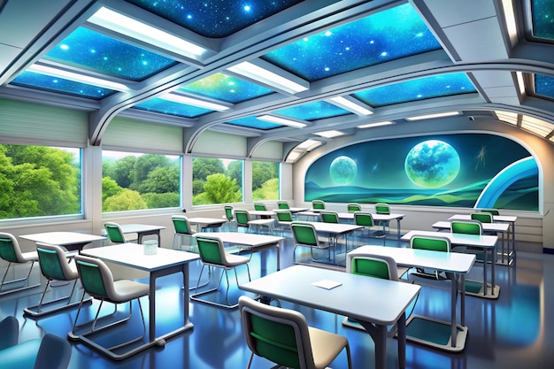 Photo futuristic school classroom for future students