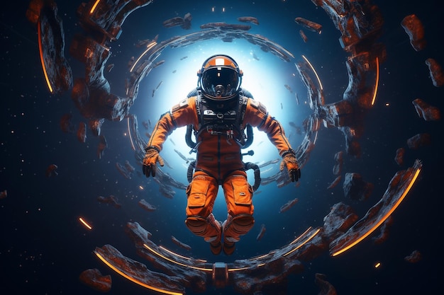 An Futuristic Science Astronaut in Zero Gravity