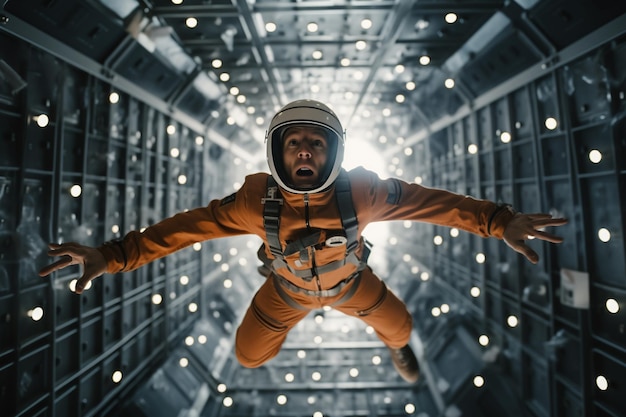 An Futuristic Science Astronaut in Zero Gravity