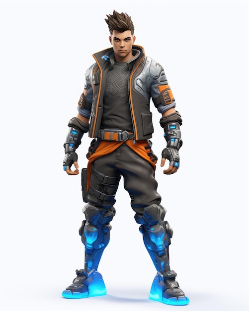 Futuristic SciFi 3D Game Character design cyborg robot avatar inspired by fortnite and star wars