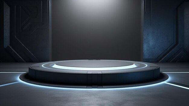 Photo futuristic scifi empty podium room design