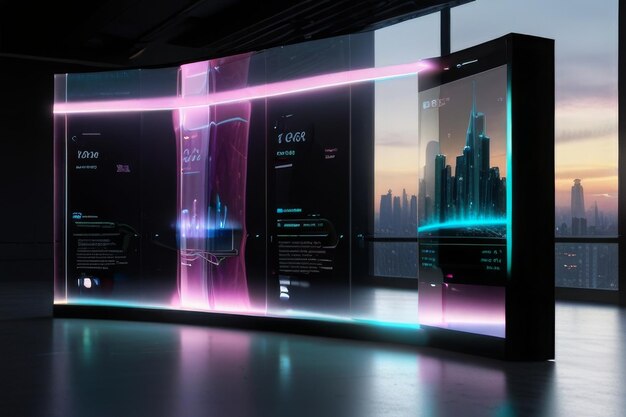 Photo futuristic screen mockup sleek lines holographic display for endless possibilities