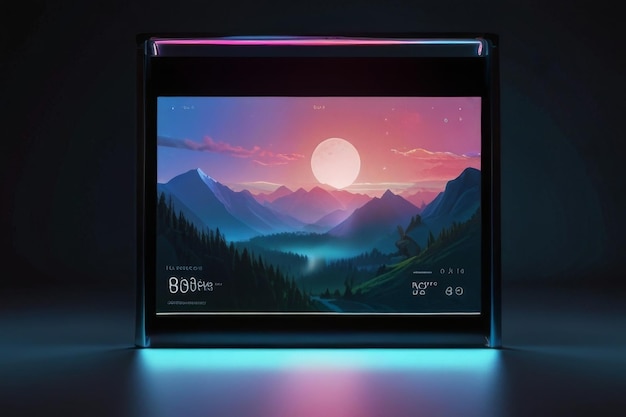 Futuristic Screen Mockup Sleek Lines Holographic Display for Endless Possibilities