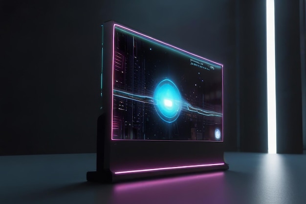 Photo futuristic screen mockup sleek lines holographic display for endless possibilities