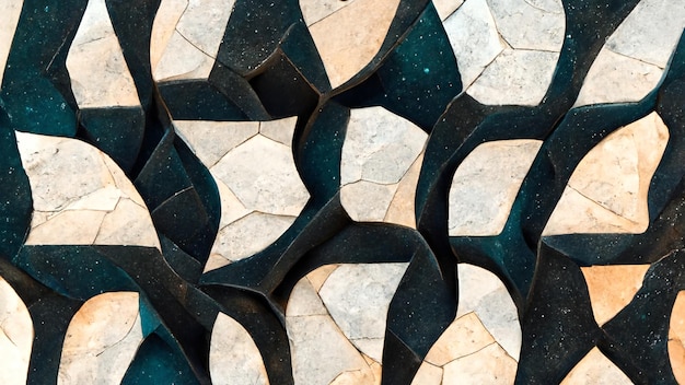 Futuristic semigloss mosaic tiles arranged highly detailed texture surface