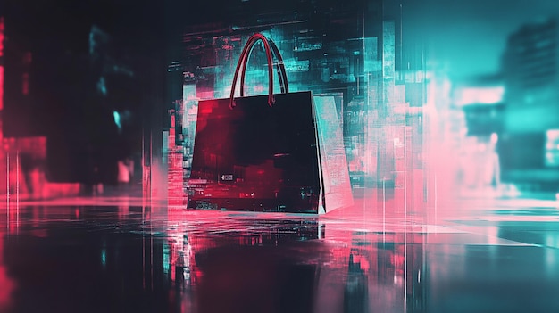 Futuristic Shopping Bag with Digital Pattern