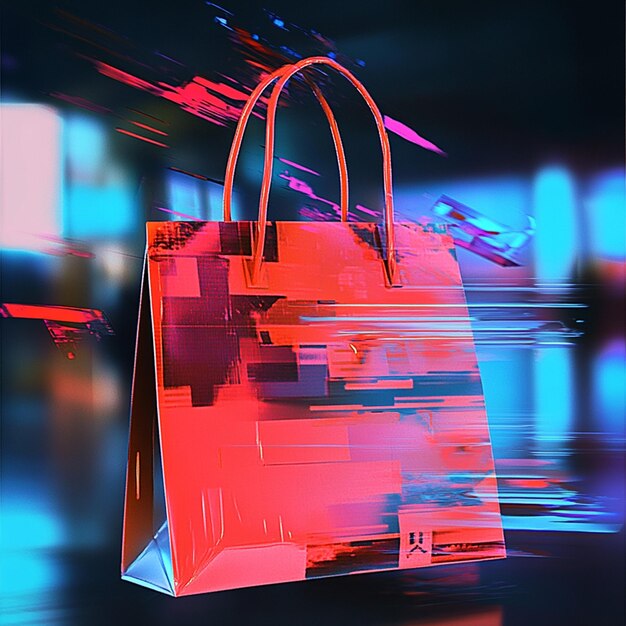 Futuristic Shopping Bag with Digital Pattern