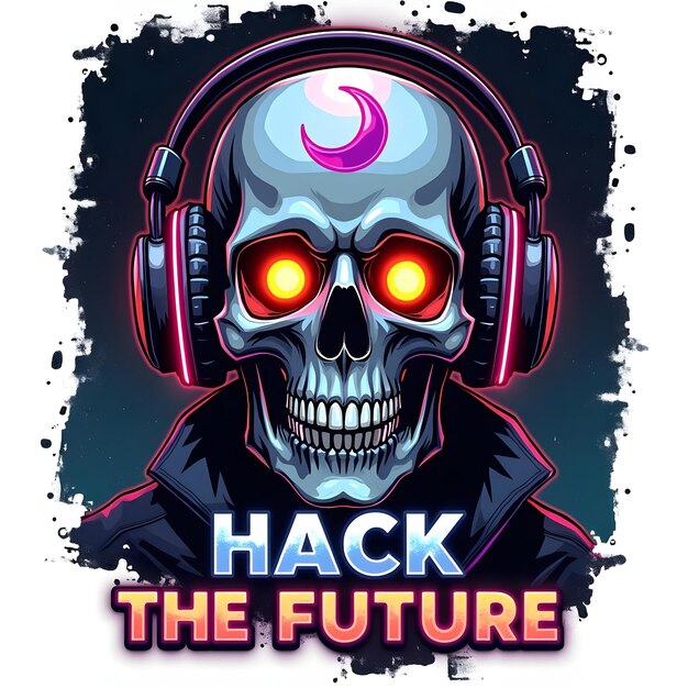 Photo futuristic skull halloween tshirt design perfect for tech lovers