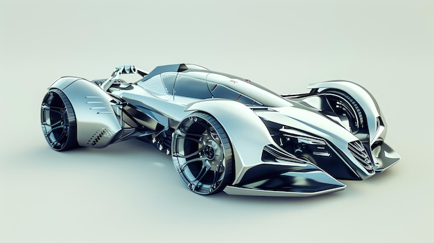 A futuristic sleek silver sports car