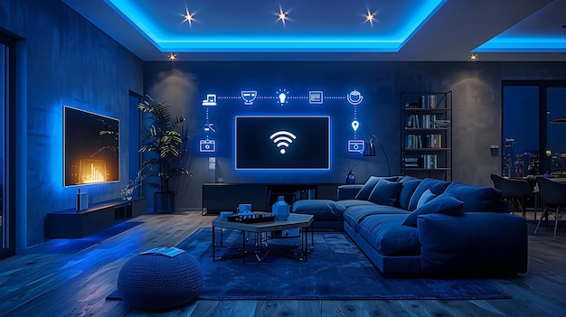 Futuristic Smart Home Diverse Connected Devices and Digital Icons for Seamless Integration