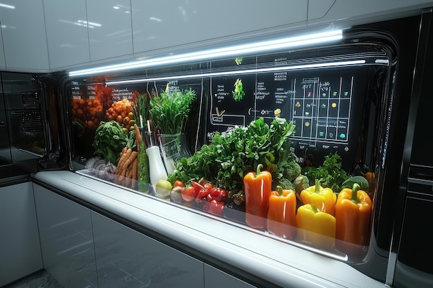 Futuristic Smart Refrigerator with Fresh Produce