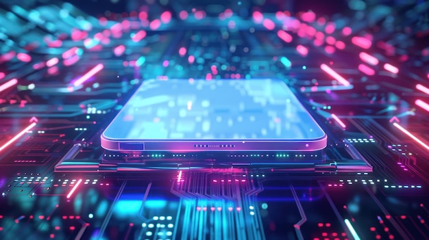 Futuristic Smartphone on Circuit Board