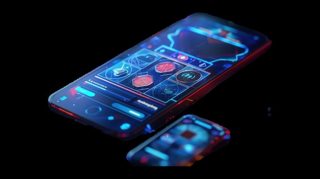 Photo futuristic smartphone display with vibrant interface design