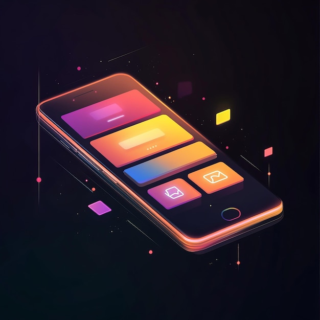 Photo futuristic smartphone with colorful ui elements