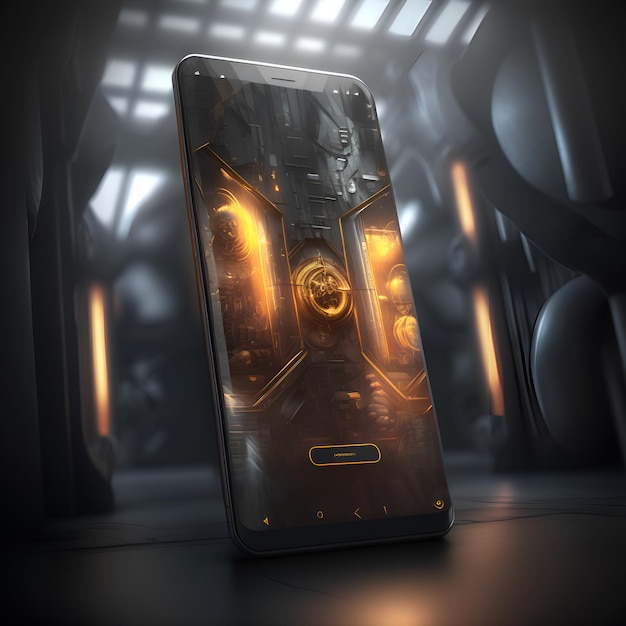 Futuristic smartphone with different details with background