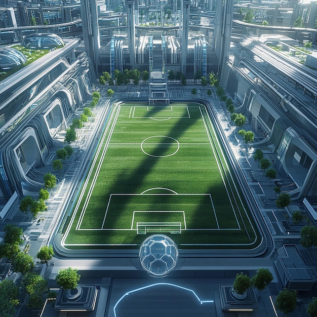 Photo futuristic soccer field illustration