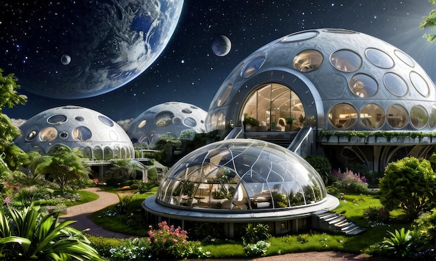 Futuristic Space Dome Habitats