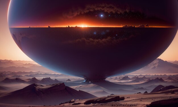 Photo futuristic space observatory at sunrise