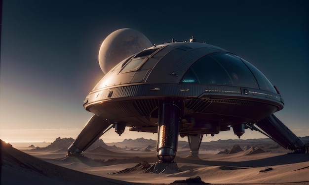 Futuristic Space Observatory at Sunrise