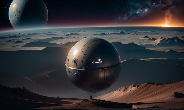 Futuristic Space Observatory at Sunrise