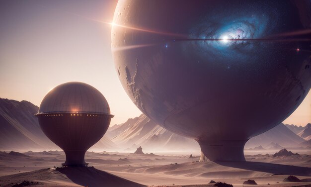 Futuristic Space Observatory at Sunrise