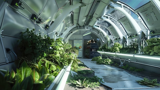 Futuristic Space Station Hydroponics Garden