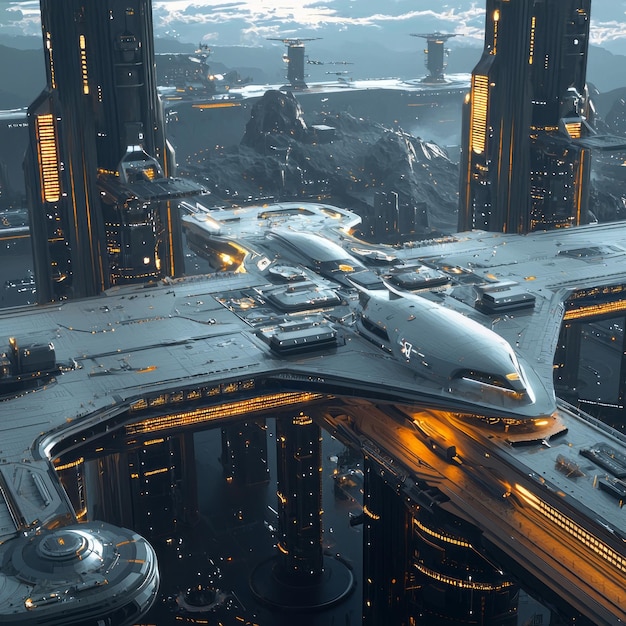 Futuristic Spaceport A SciFi Inspired Design with Advanced Spacecraft