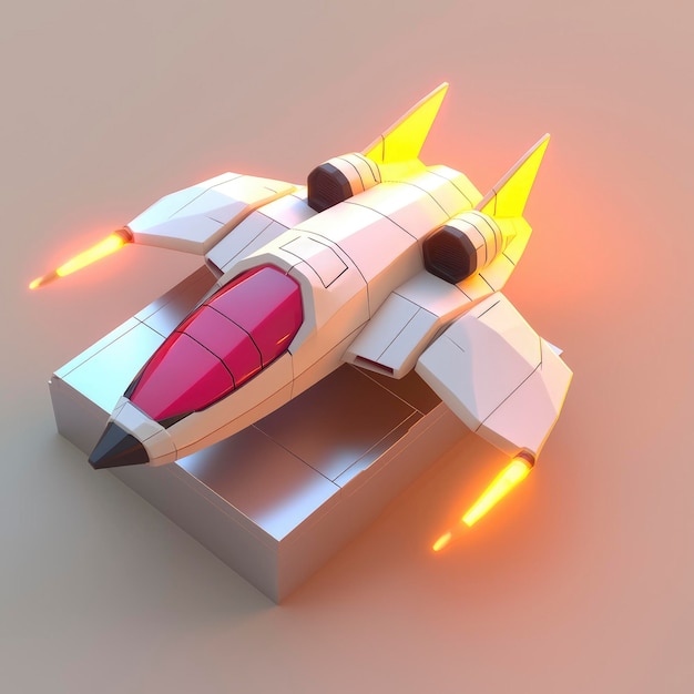 Futuristic Spaceship with Yellow Flares