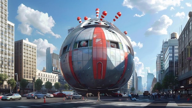 Photo futuristic sphere building in cityscape