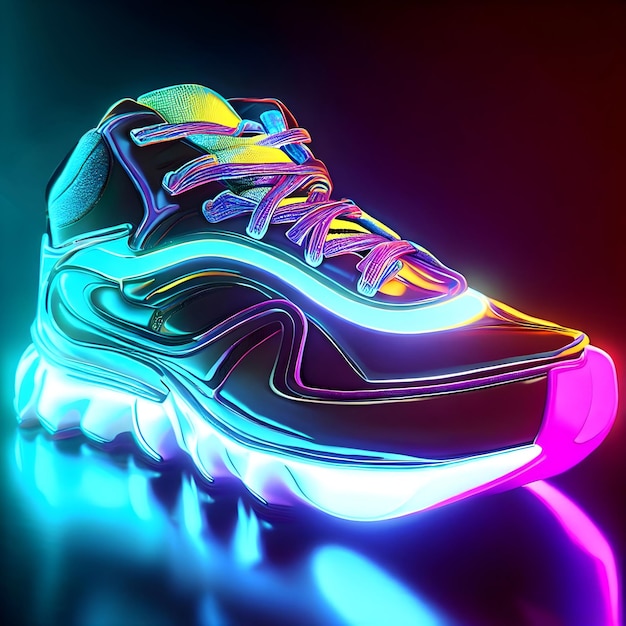 Futuristic sports shoes digital art 3d render