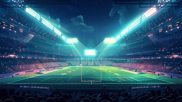 Futuristic stadium under night sky generative ai