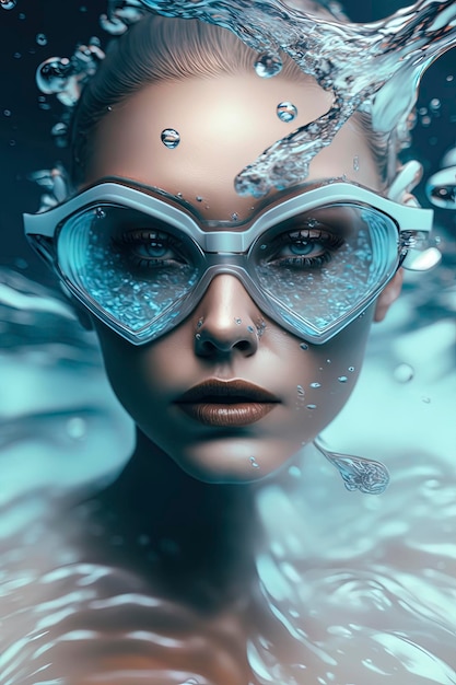 Futuristic Swimwear with Glacial Diamond Accents and Icy Droplets AIGenerated