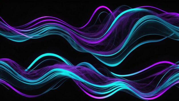 Futuristic synaptic waves in neon purple and cyan representing neural data flow