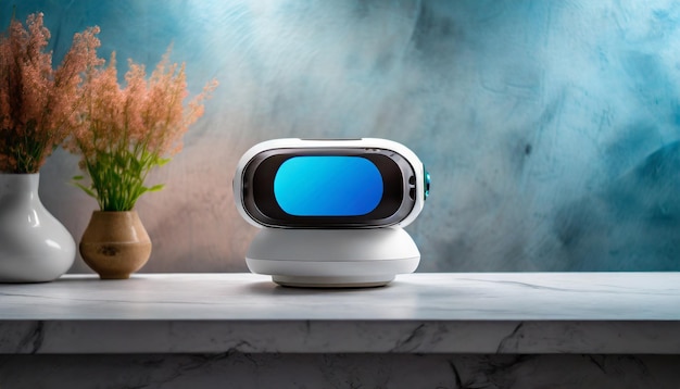 Futuristic tech gadgets on a pristine backdrop showcasing innovation and sleek design in a minimali