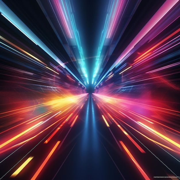 Futuristic technology background with glowing lines and bokeh