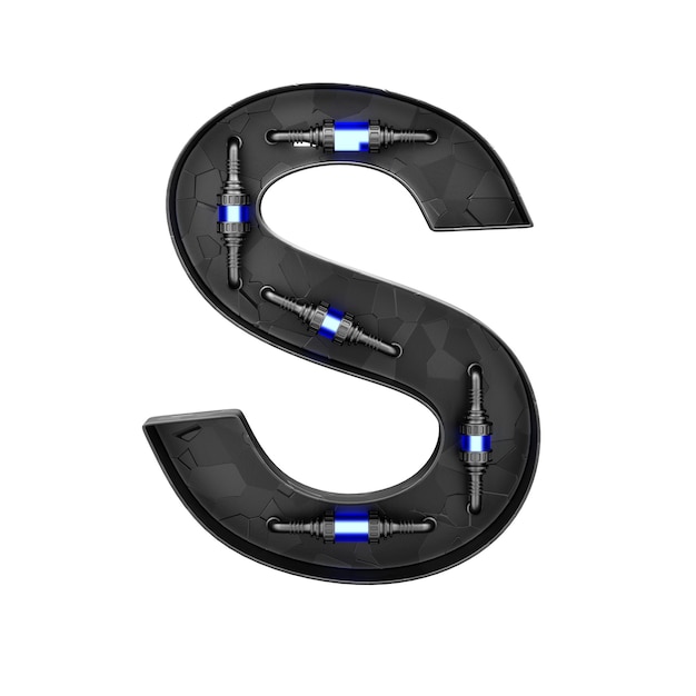 Futuristic technology font letter s d render