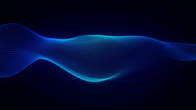 Photo futuristic technology glowing blue wave on dark background