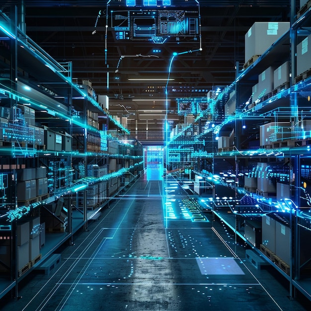 Futuristic Technology Retail Warehouse Digitalization and Visualization of Industry