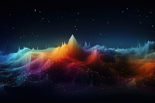 Futuristic technology wave background with glowing lines and particles illustration Abstract background of data visualization AI Generated