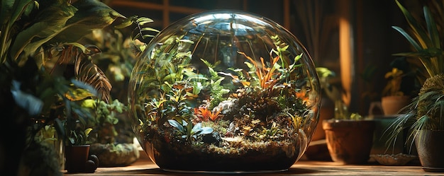 Photo futuristic terrarium with professional lighting