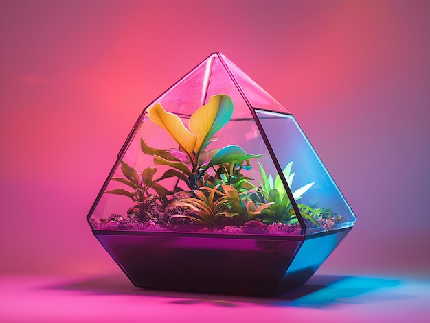 Photo futuristic terrarium with professional lighting