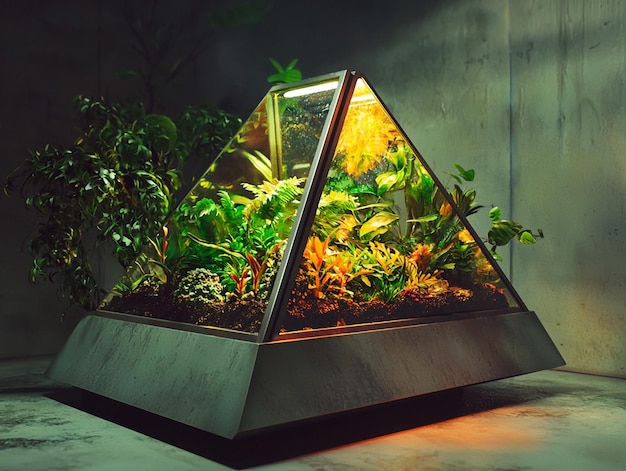 Photo futuristic terrarium with professional lighting