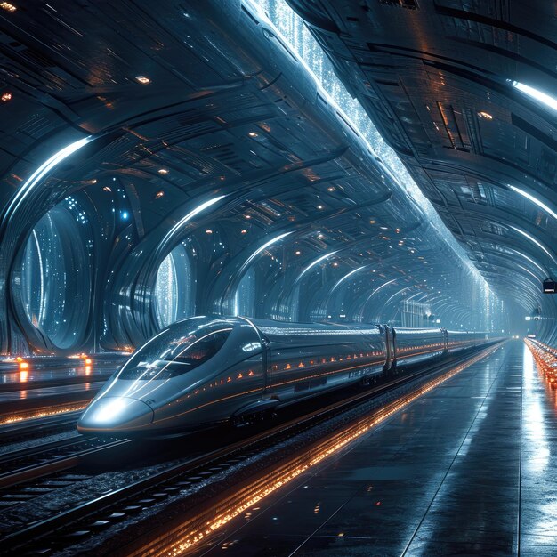 Photo futuristic train station